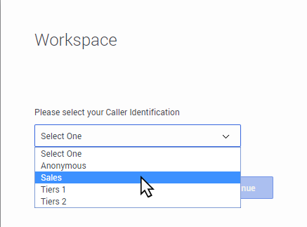 The Caller Identification menu in the Caller Identification dialog box.