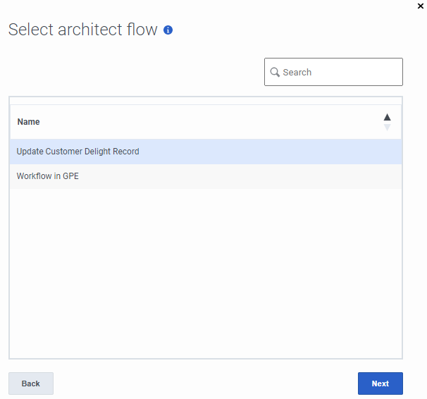 Select the Architect flow to use with this action map.