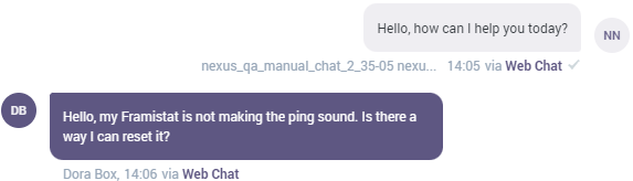 Chat origin text under the chat message block.