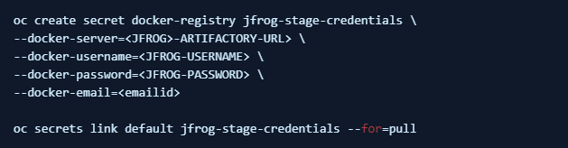 Ges pe deploy in openshift create jfrog secret.png