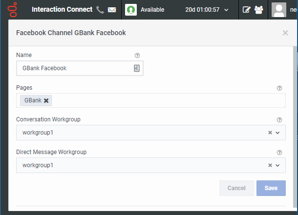 Facebook Config in Interaction Connect