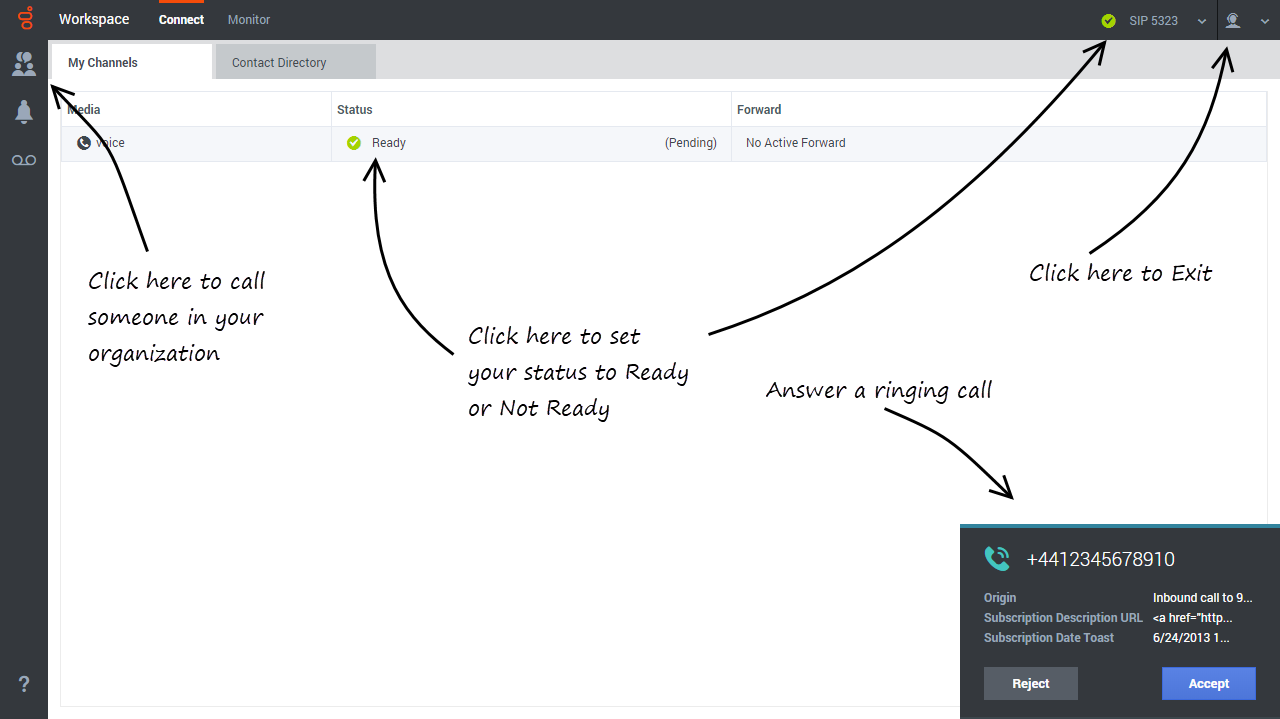 Workspace Main Window with labels. Click the link below for the accessibility description.