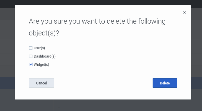 A warning window opens, prompting you to click either Cancel or Delete.
