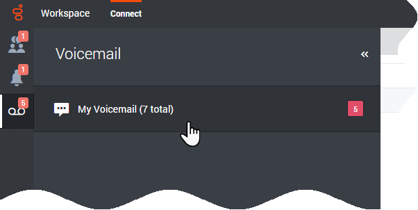 The Voicemail panel displaying some system messages.