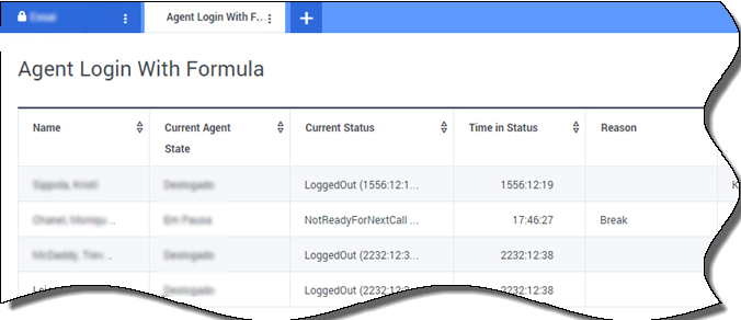 The Agent Login With Formula tab can display a number of Key Performance Indicators for items such as agents' current status.