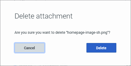 Email delete attachment confirmation dialog box.
