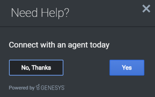 An example of an Engage invite offering the customer agent help