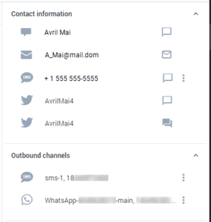 The Contact Information column with the start interaction buttons highlighted.