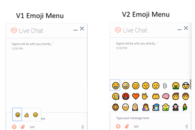 The WebChat V1 and V2 emoji menus