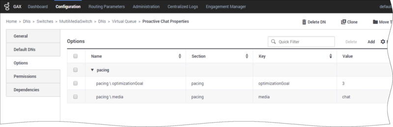 Sample virtual queue configuration