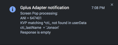 Screen pop message when Matching KVP doesn't exist in interaction userData