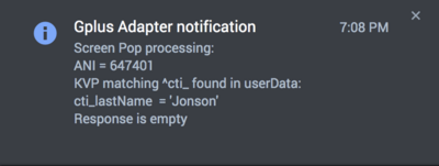Screen pop message when Salesforce Search returns 0 records