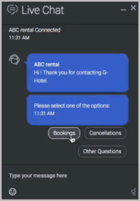 Live Chat window with quick replies