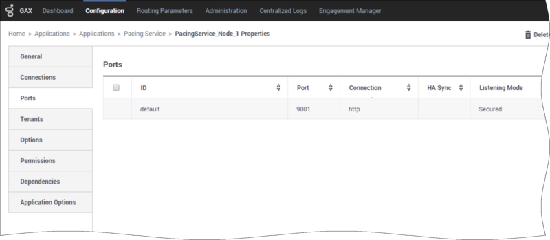 Sample pacing service configuration